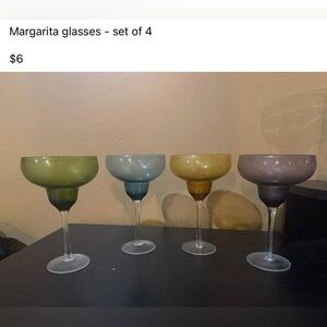 Set of 4 Colorful Margarita Glasses